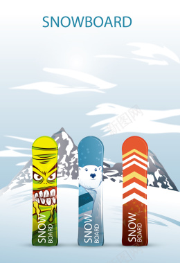 冬日滑雪滑雪板海报背景矢量图背景