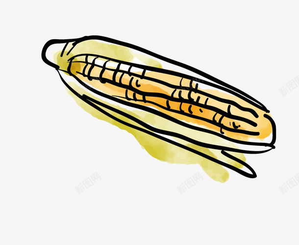 卡通手绘黄色的玉米png免抠素材_88icon https://88icon.com 创意 动漫动画 卡通手绘 彩绘 蔬菜瓜果 黄色玉米