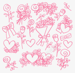粉色花卉和爱心矢量图素材