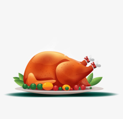 饮食插画卡通彩色美味烤鸭矢量图素材