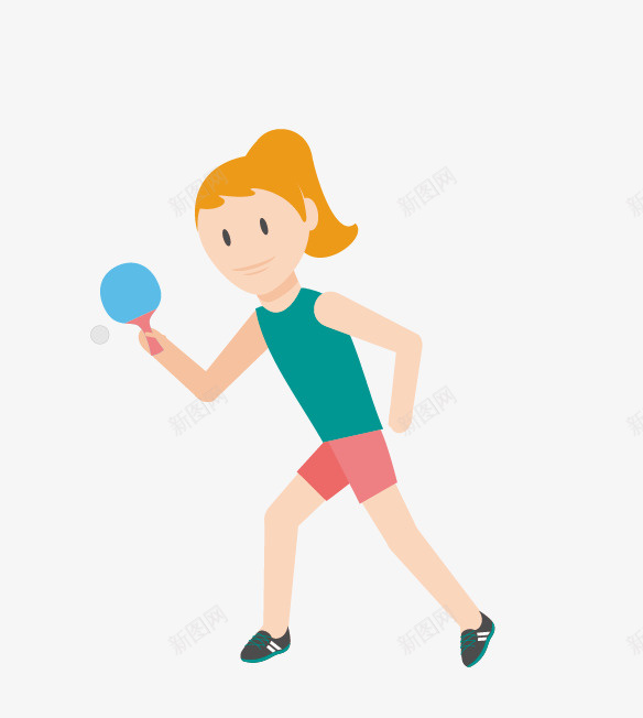 兵乓球运动员png免抠素材_88icon https://88icon.com 兵乓球 女孩 手绘图 球拍 运动 锻炼 马尾辫