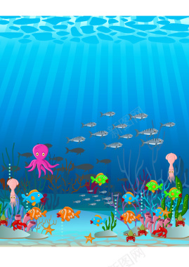 卡通海底世界儿童乐园背景矢量图背景