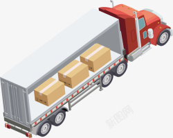 装货一个装货的红色大货车矢量图高清图片