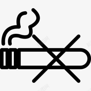 雪茄香烟无吸烟轮廓征图标图标