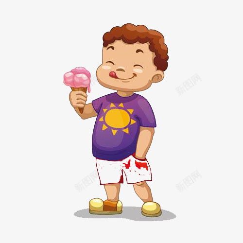 可爱卡通吃冰淇淋男孩png免抠素材_88icon https://88icon.com 冰淇淋 卡通 可爱 男孩