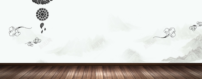 古典中国风山水木板展台背景背景