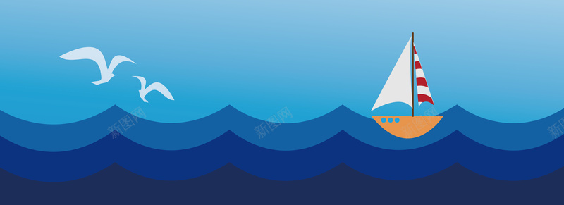 卡通航海帆船背景矢量图ai设计背景_88icon https://88icon.com 卡通 大海 帆船 手绘 海报banner 海洋 海鸥 童趣 矢量图