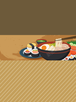 日式拉面寿司特色美食菜单背景矢量图海报