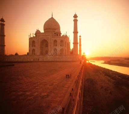 印度泰姬陵的日落背景