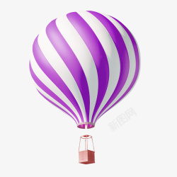紫色清新热气球装饰图案素材