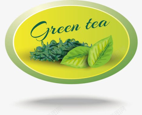 椭圆绿茶卡通图标图标
