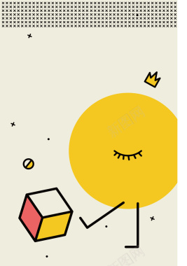 黄色孟菲斯花纹矢量平面广告背景背景