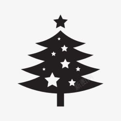 黑色星星圣诞树剪影海报背景素材