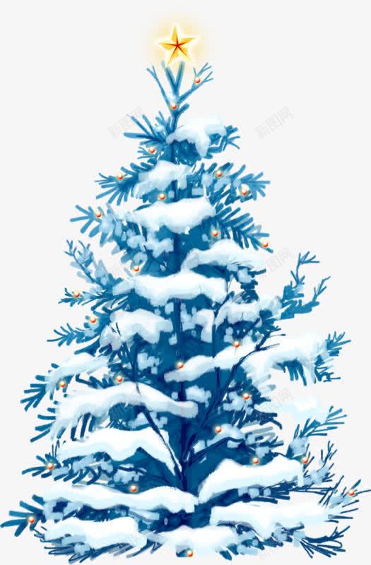 积雪的圣诞树png免抠素材_88icon https://88icon.com 圣诞树 圣诞节 星星 积雪