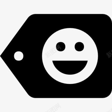 标签按钮与快乐的脸图标图标