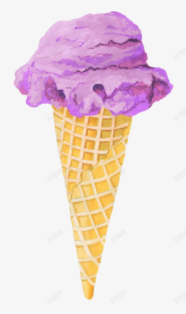 冰淇淋png免抠素材_88icon https://88icon.com 奶油 紫色 脆皮 雪糕 香芋味