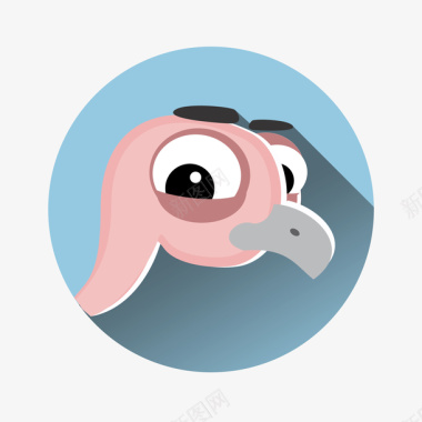 卡通动物插图鸵鸟图标矢量图图标