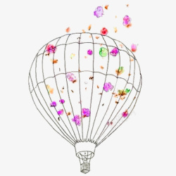 花朵线条热气球装饰图案素材