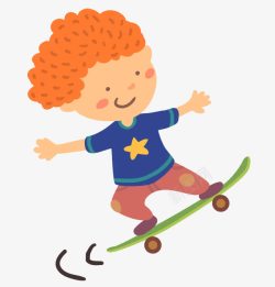 玩滑板的小男孩素材
