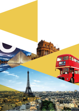 几何创意欧洲旅游海报背景矢量图背景