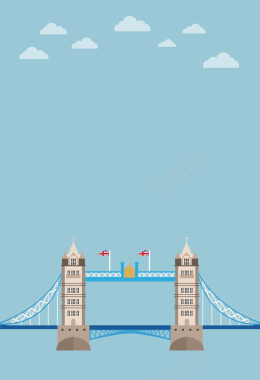 创意伦敦大桥建筑海报背景矢量图背景