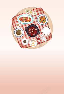 扁平化美味中餐食物海报背景矢量图背景