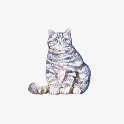 美国短毛猫水彩画片素材