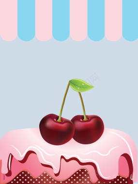 樱桃奶油蛋糕甜品美食矢量背景背景