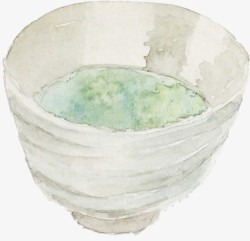 创意水彩合成白色的瓷碗素材
