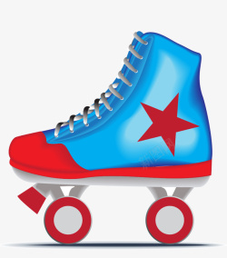 竞技轮滑鞋蓝红色五角星徽疾速轮滑鞋矢量图高清图片