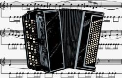 黑色手风琴与乐谱素材