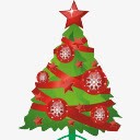 绿红色外国圣诞树素材