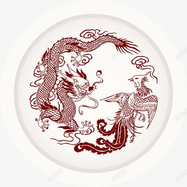 龙凤呈祥盘子png免抠素材_88icon https://88icon.com 白色 盘子 红色 龙凤呈祥 龙凤呈祥花纹