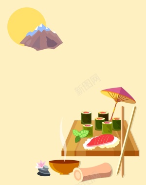 矢量扁平化日本寿司美食背景背景