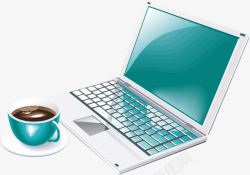 笔记本电脑与咖啡素材