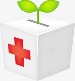 绿草红十字捐款箱素材