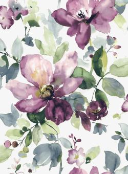 水彩手绘晕染紫色花卉素材