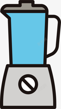 蓝色卡通扁平豆浆机素材