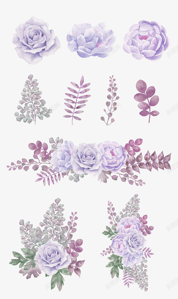 淡紫色清新花朵装饰图案png免抠素材_88icon https://88icon.com 免抠PNG 淡紫色 清新 花朵 装饰图案