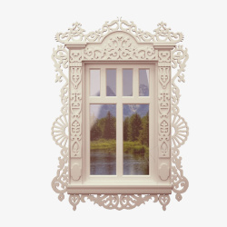 复古棕色方形雕花窗户白色欧式雕花窗户高清图片