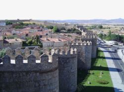 古城墙景区著名阿维拉古城墙高清图片