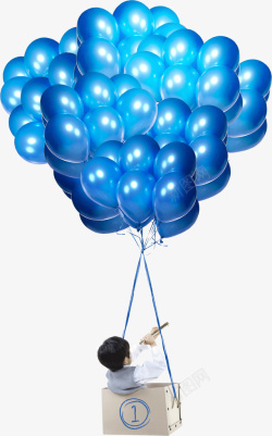 空中蓝色热气球素材