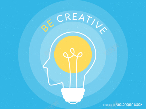 创造力人脑灯泡海报背景矢量图背景