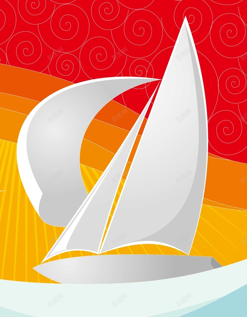 扁平化帆船背景装饰矢量图ai设计背景_88icon https://88icon.com 几何 帆船 扁平 扁平化 海洋 渐变 背景装饰 航海 矢量图