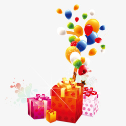 气球与礼物素材