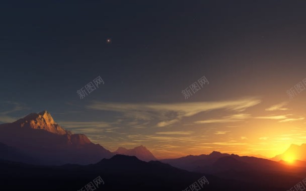 日落中的山峦海报背景背景