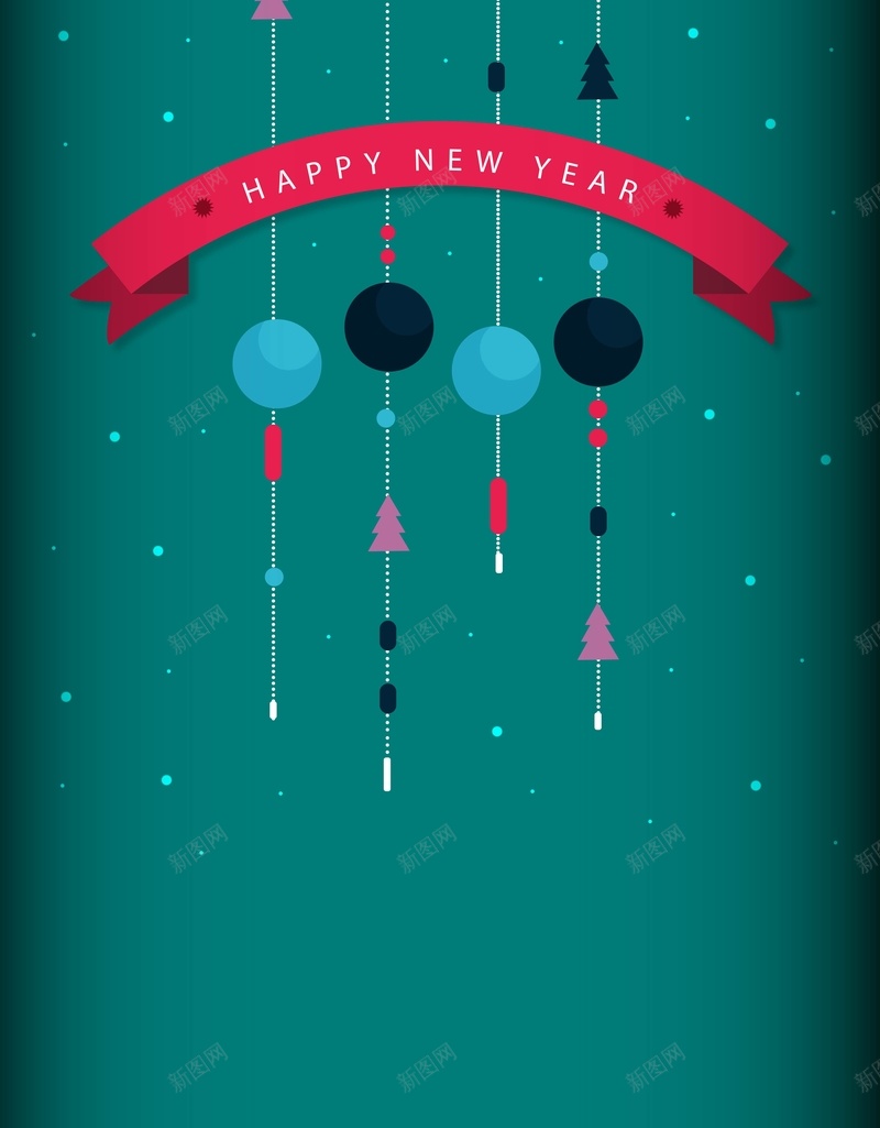 矢量扁平化吊饰新年海报背景ai设计背景_88icon https://88icon.com 吊球 吊饰 扁平化 新年 海报 矢量 绿色 背景 矢量图