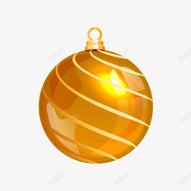 圣诞节金色圆形吊球png免抠素材_88icon https://88icon.com 卡通吊球 圆形 圣诞节装饰 背景装饰 金色吊球