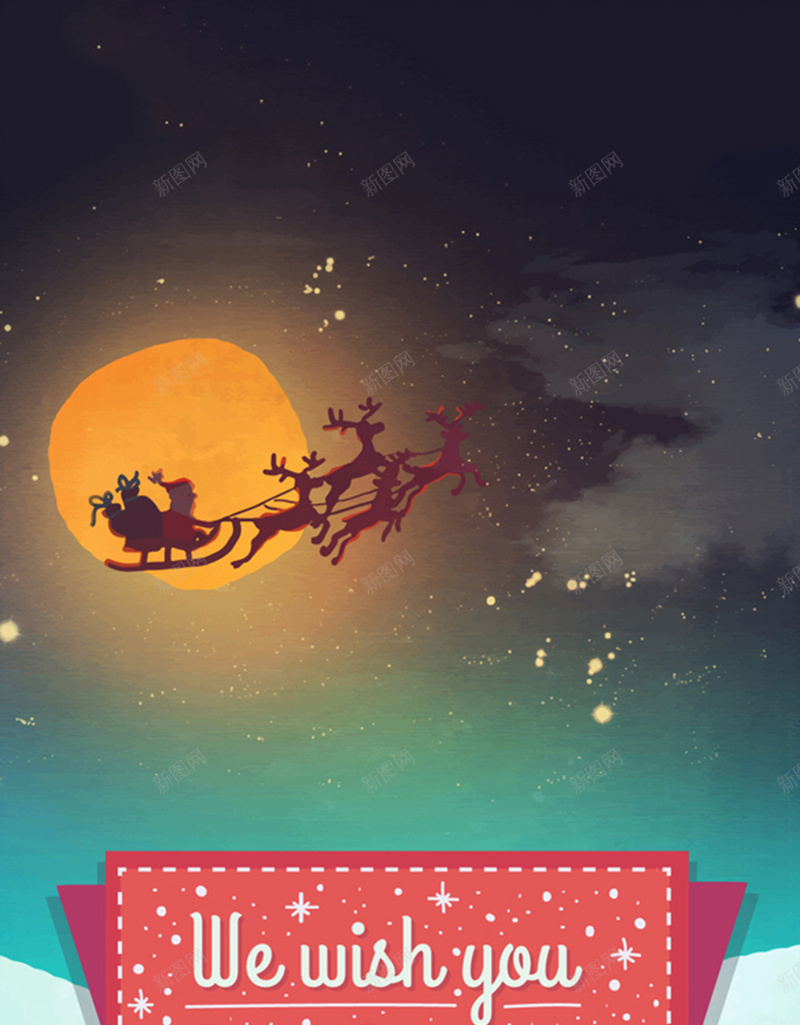 圣诞快乐夜景背景矢量图ai设计背景_88icon https://88icon.com 卡通 圣诞 夜景 手绘 浪漫 童趣 雪景 雪橇 麋鹿 矢量图