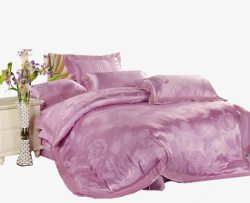 紫色花纹卧室床品四件套素材